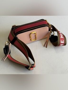 Authentic Marc Jacobs Snapshot Pink Yellow Colorblock Leather Crossbody Bag